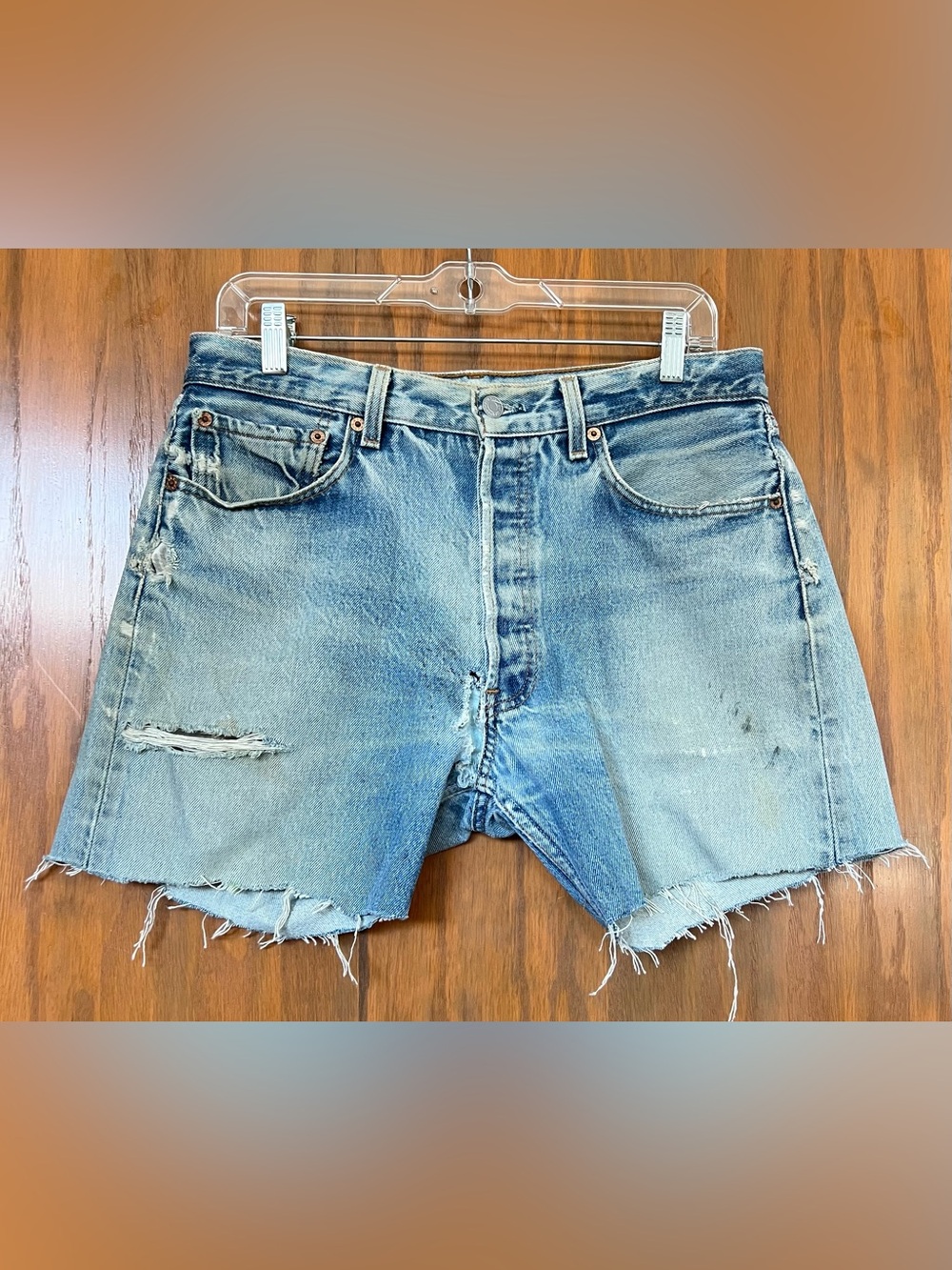 Vintage 2000 Levi’s 501 DIY Patched Thrashed Cut-Off Y2K Jean Shorts - 33